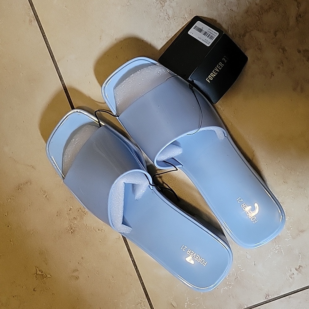 Blue Jelly Open-Toe Block Heels